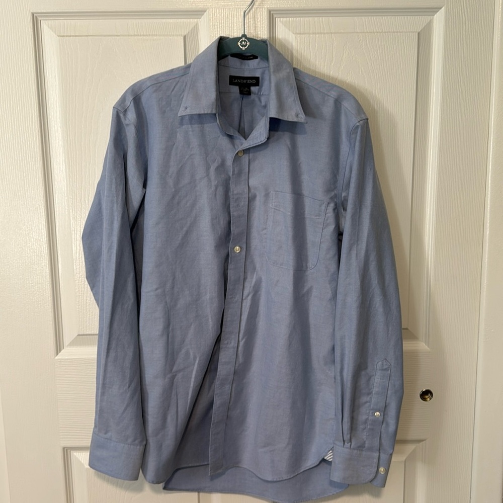 VGUC Land’s End Dress Shirt Tailored Fit Supima No Iron Oxford 15X34